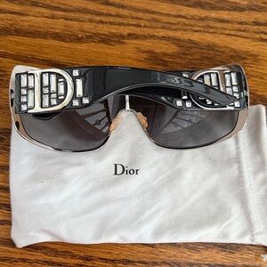 Dior Black Sunglasses with Silver Detailing